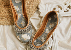 Elegant Grey Embellished Mules