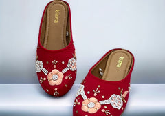 Crimson Bloom Embroidered Jutti