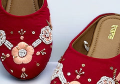 Crimson Bloom Embroidered Jutti