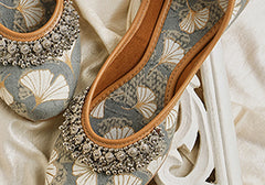 Elegant Grey Embellished Mules