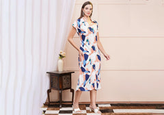Abstract Multicolor Print Midi Shirt Dress 1