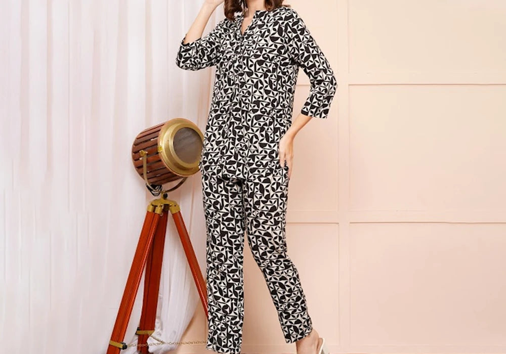 Black & White Geometric Print Co-ord Set