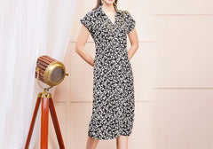 Black & White Geometric Print Midi Shirt Dress 2