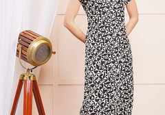 Black & White Geometric Print Midi Shirt Dress 3