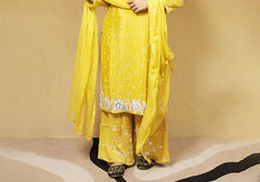 Bright Yellow Embroidered Suit Set 3