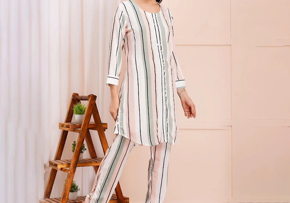 Classic Black & White Vertical Stripes Co-ord Set