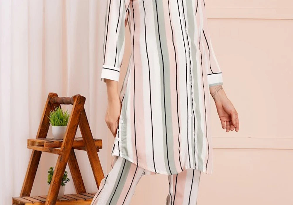 Classic Black & White Vertical Stripes Co-ord Set