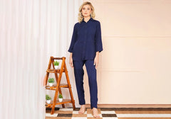Classic Navy Blue Solid Co-ord Set 1
