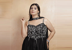 Elegant Black Embellished Palazzo Suit Set 2