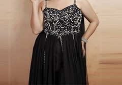 Elegant Black Embellished Palazzo Suit Set 3