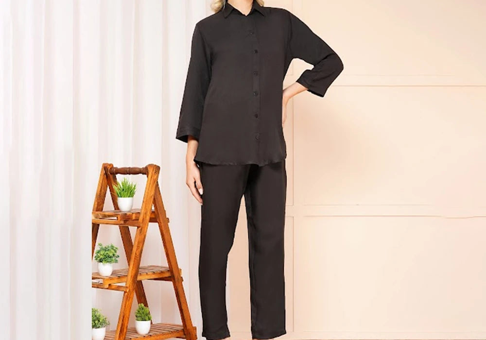 Elegant Black Solid Co-ord Set 2