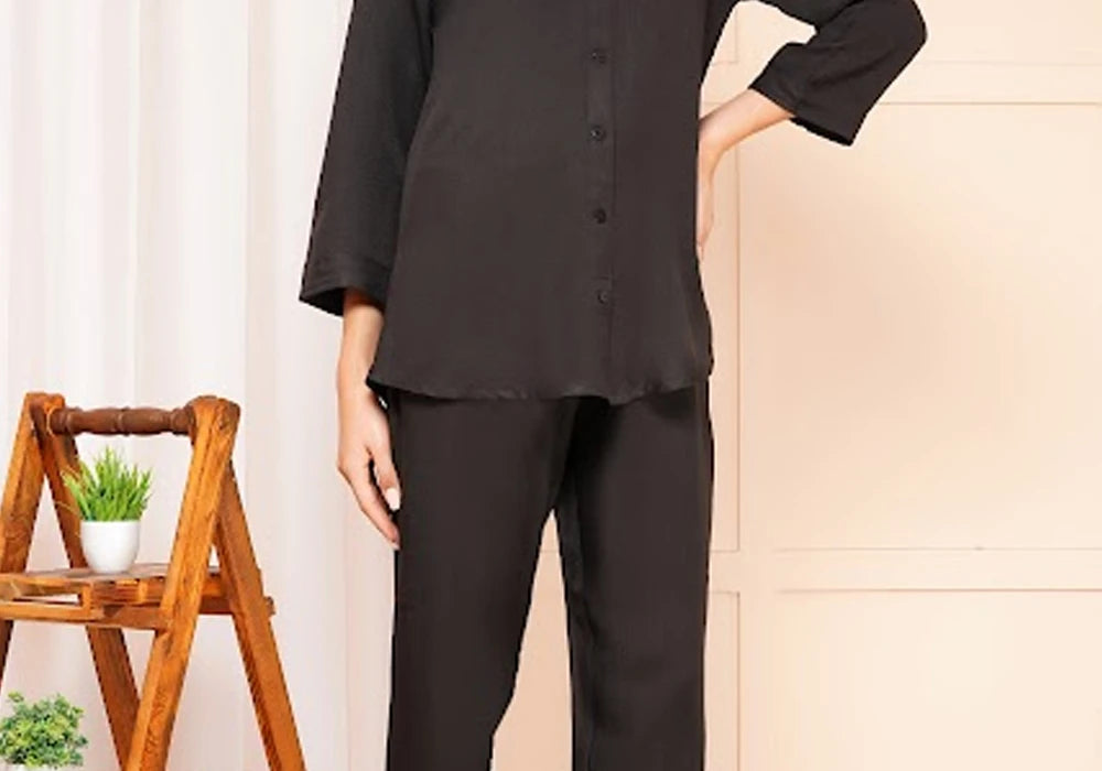 Elegant Black Solid Co-ord Set 3