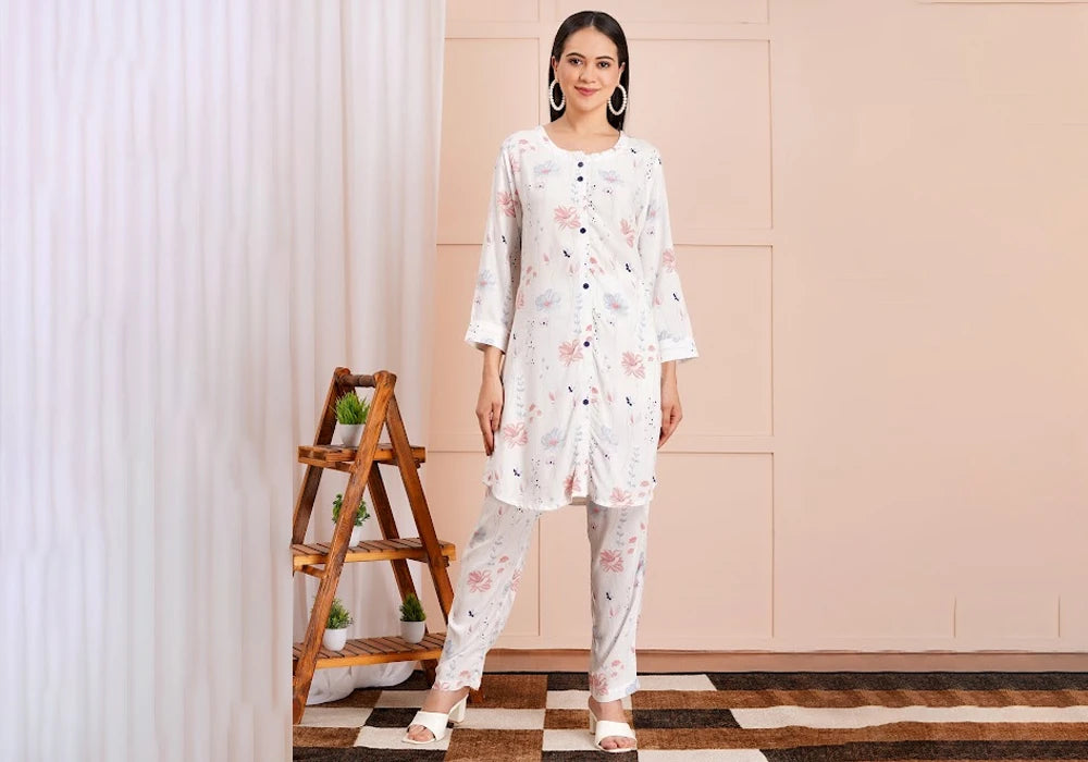 Elegant Cotton Blend Floral Co-ord Set 1