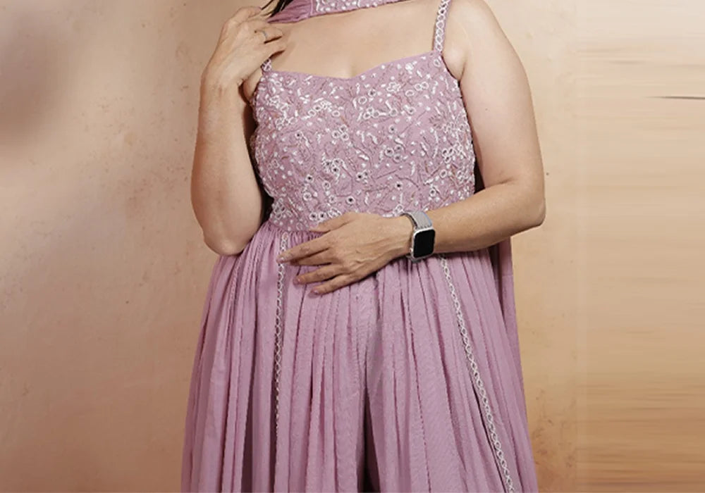 Elegant Mauve Embroidered Palazzo Suit Set 3