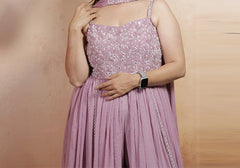Elegant Mauve Embroidered Palazzo Suit Set 3