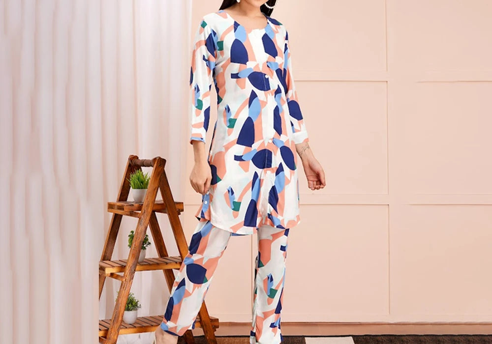 Elegant Multicolor Abstract Long Kurta Co-ord Set 2