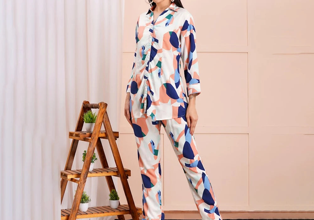 Elegant Multicolor Abstract Printed Co-ord Set 2