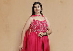 Elegant Pink Embroidered Palazzo Suit Set 2