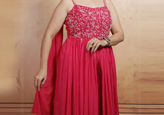 Elegant Pink Embroidered Palazzo Suit Set 3