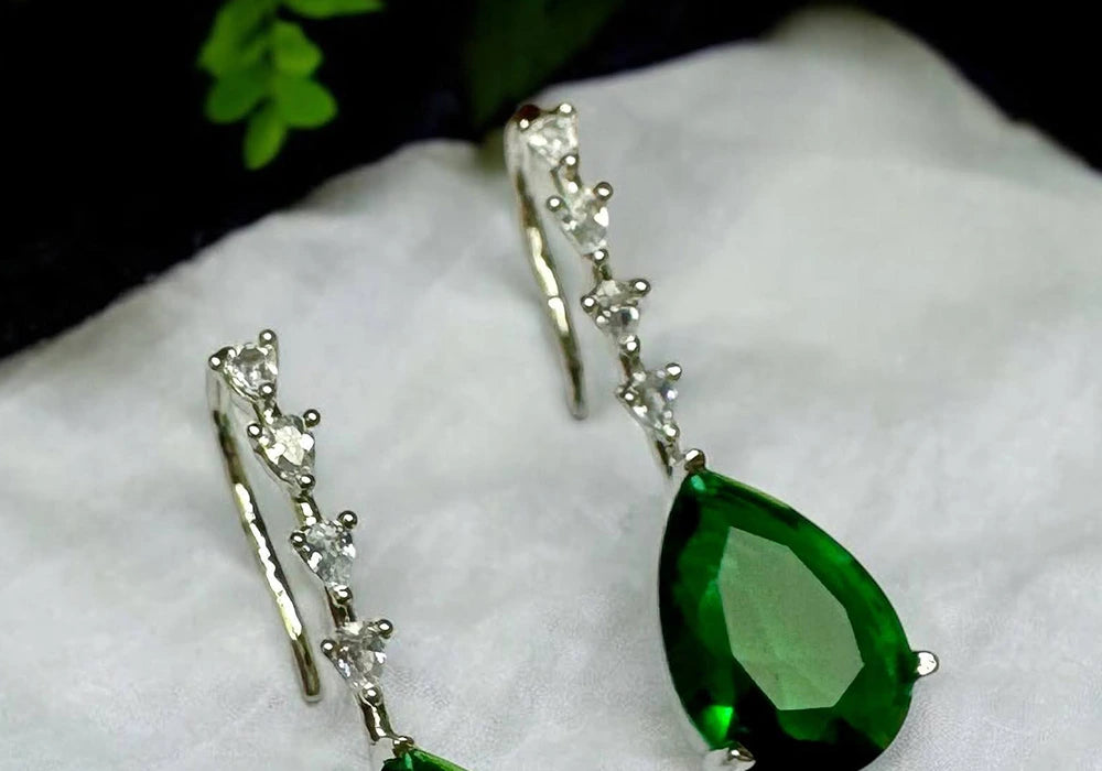 Emerald Elegance Drop Earrings 2