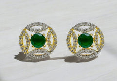 Ethereal Emerald Gold-Plated Stud Earrings 1