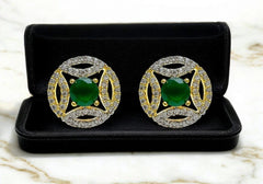 Ethereal Emerald Gold-Plated Stud Earrings 2