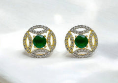 Ethereal Emerald Gold-Plated Stud Earrings 3