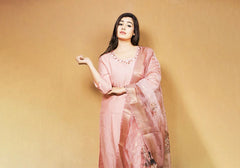 Ethereal Light Pink Embroidered Suit Set with Floral Dupatta 1
