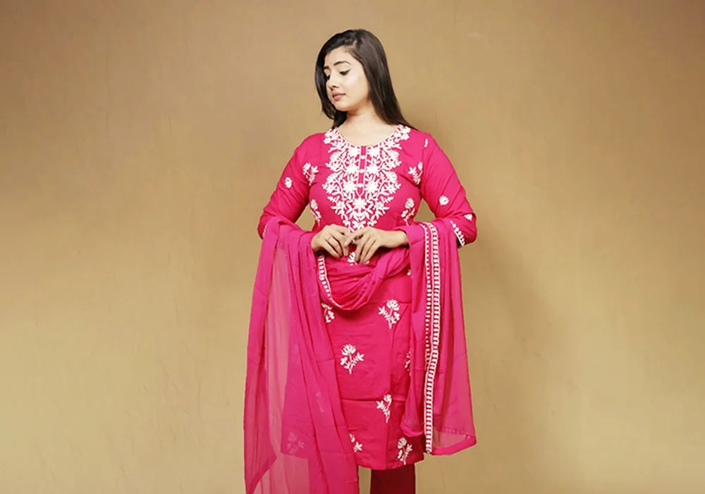 Fuchsia Garden Embroidered Kurta Set 2