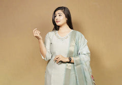 Grace in Grey Silk Blend Suit Set 2