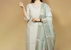 Grace in Grey Silk Blend Suit Set 3