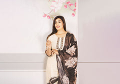 Ivory & Charcoal Floral Suit Set 1