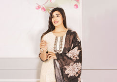Ivory & Charcoal Floral Suit Set 2