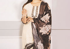 Ivory & Charcoal Floral Suit Set 3