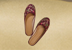 Maroon Garden Vine Embroidered Jutti 1