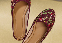 Maroon Garden Vine Embroidered Jutti 2