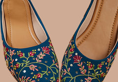Midnight Blossom Blue Embroidered Jutti 13