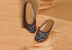 Midnight Vine Navy Embroidered Jutti 1