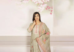 Nargis Olive Embroidered Soft Cotton Suit Set 1