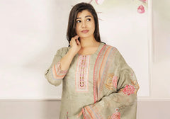 Nargis Olive Embroidered Soft Cotton Suit Set 2