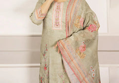Nargis Olive Embroidered Soft Cotton Suit Set 3