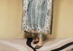 Opulent Teal Draped Kaftan Suit with Golden Accents 3
