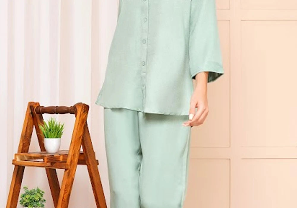 Pastel Green Solid Co-ord Set 3