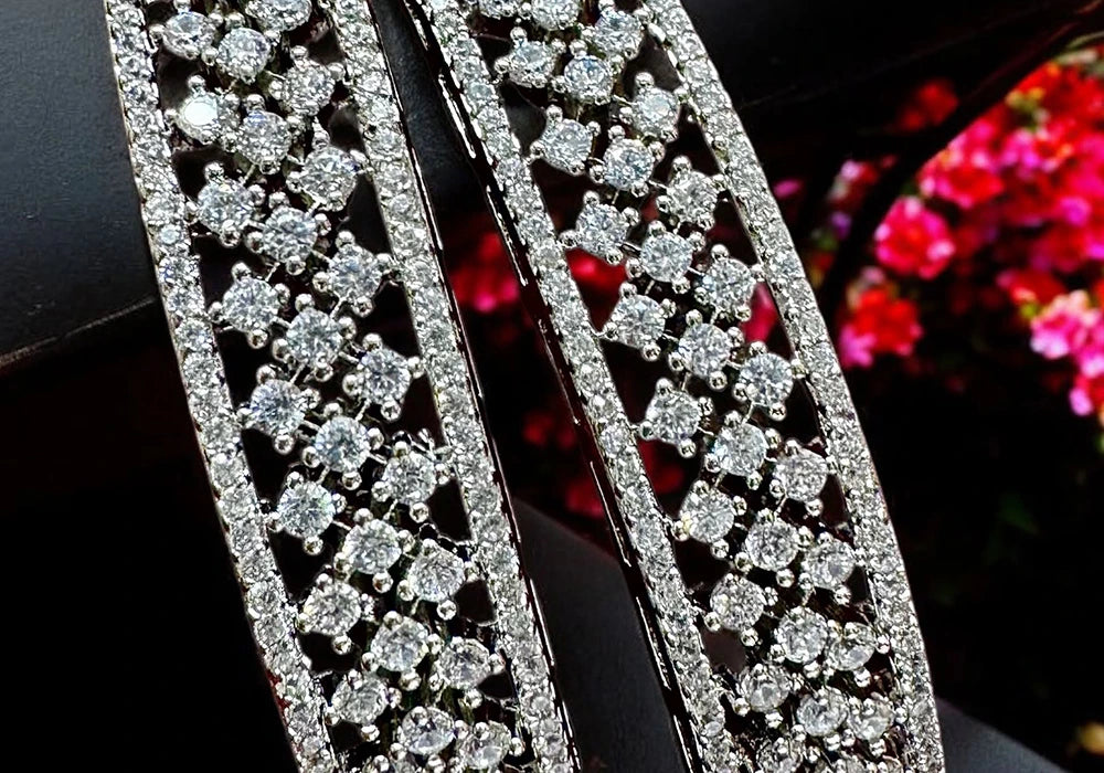 Radiant Diamond-Studded Chandelier Bangles 2