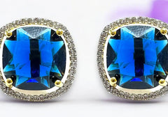 Royal Blue Sapphire Cushion-Cut Earrings 3