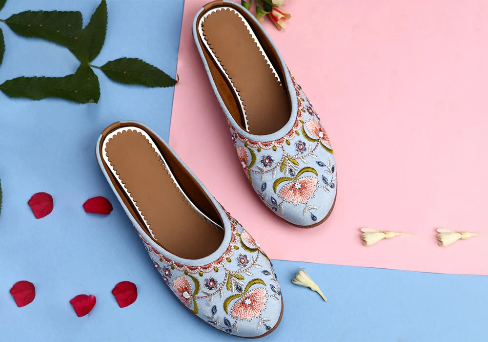 Serene Bloom Embroidered Pastel Jutti 1
