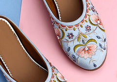 Serene Bloom Embroidered Pastel Jutti 3