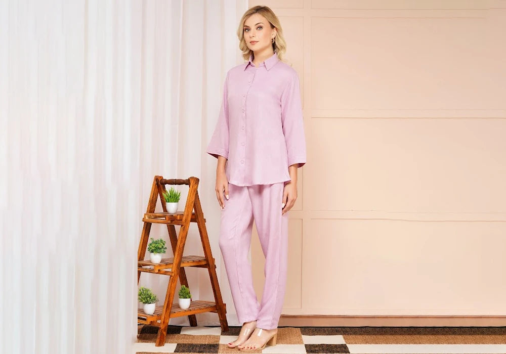 Soft Lavender Solid Co-ord Set