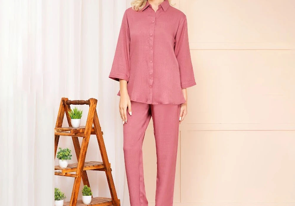Stylish Mauve Solid Co-ord Set 2