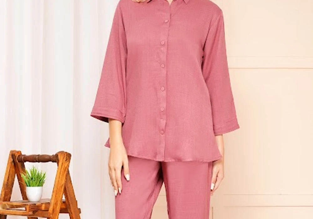 Stylish Mauve Solid Co-ord Set 3